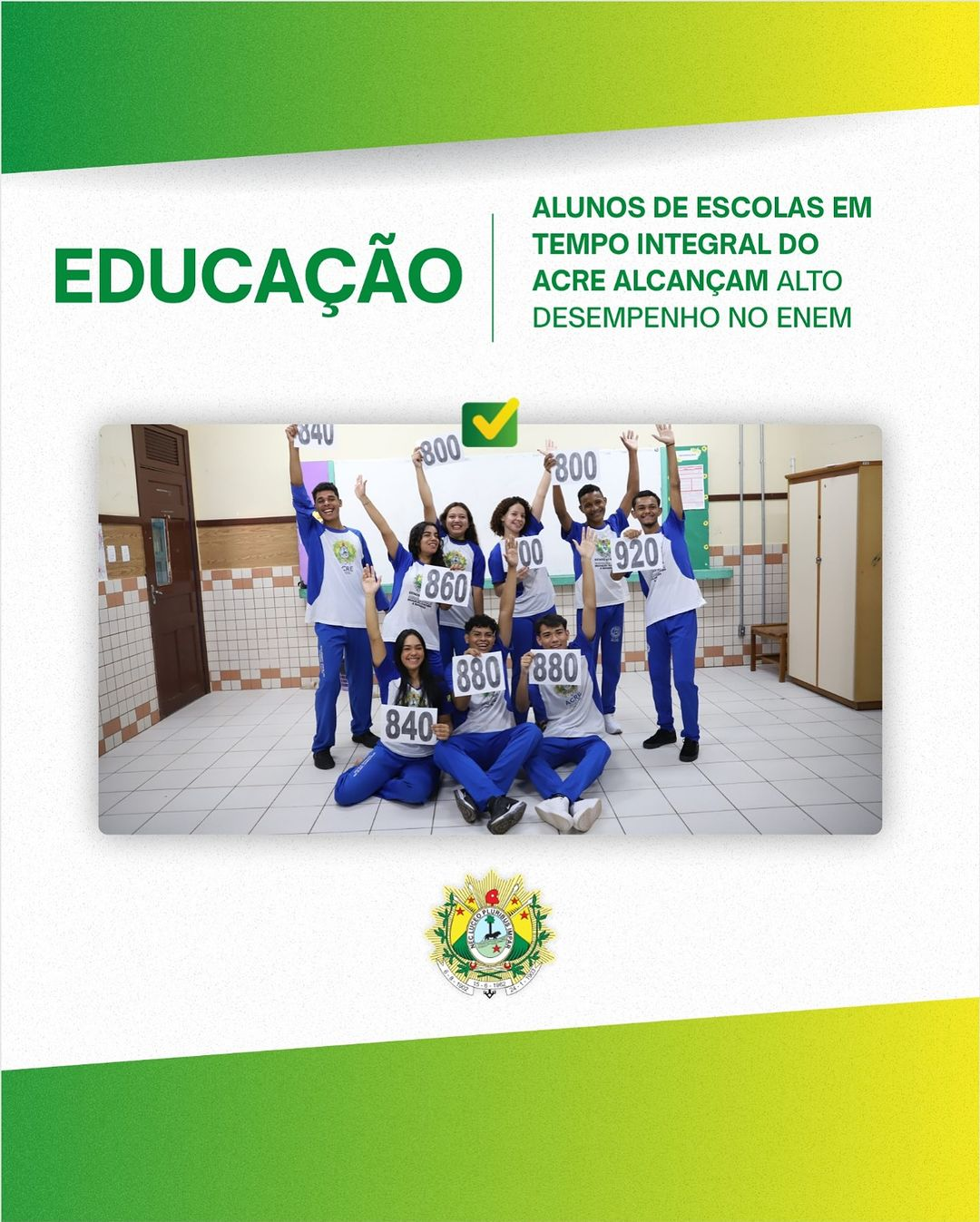 Alunos de escolas em tempo integral do Acre alcançam alto desempenho no ENEM