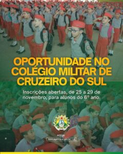 Oportunidade no Colégio Militar de Cruzeiro do Sul