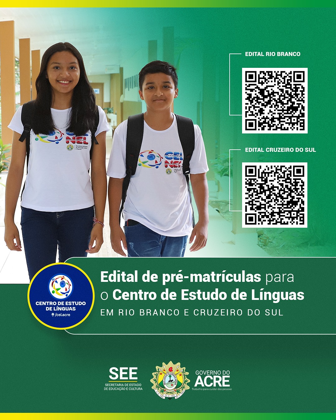 Edital de Pré-matrículas para o Centro de Estudo de Línguas 01